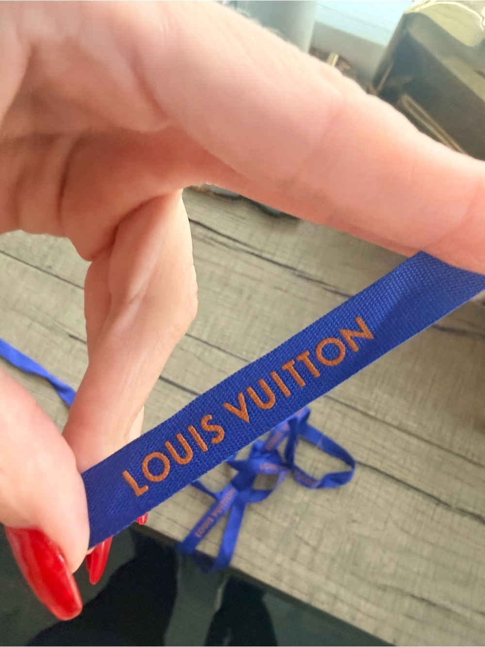 Louis Vuitton Blue Ribbon with Orange Logo - Kids Accessory